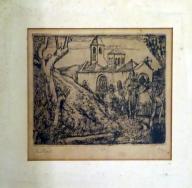 Estampe : vue du chevet de l'abbatiale