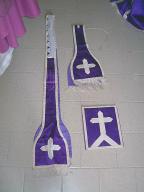 chasuble, étole de clerc, manipule, bourse de corporal : ornement violet 1
