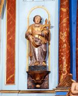 ensemble de 2 statues : saint Etienne, saint Sébastien