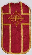 Chasuble rouge avec étole, voile de calice et bourse de corporal