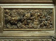 prédelle du retable des Archanges : épisode du Mont Gargan ; fuite en Eypte ; songe de Joseph ; départ de l'archange Raphaël