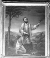 tableau : saint François Xavier baptisant un Indien