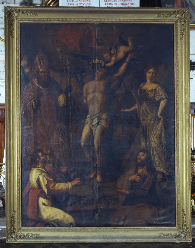 tableau, cadre : Voeu de la Confrérie des Artisans de Montpellier, saint Sébastien