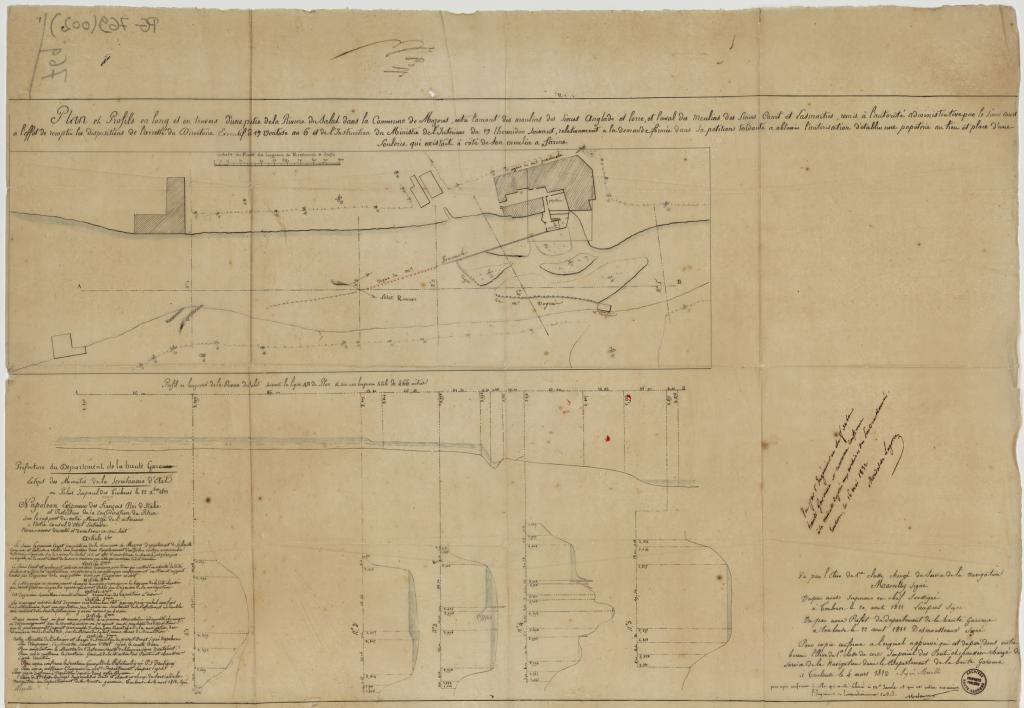 Ancien moulin à foulon et à farine, puis ancien moulin à papier, puis ancienne usine à papier Janole et Bergès achetée par la société Lacroix (Riz-Lacroix) - Mazères-Nord