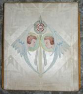 dessin textile : visages d'anges face à face