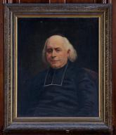tableau : portrait de prêtre en soutane à rabat