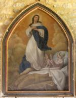 tableau et son cadre, ex-voto : Apparition de l'Immaculée Conception à une malade
